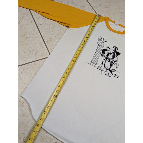 Vtg 1977 Rat Cartoon Cellist Albright Raglan Baseball Tee Shirt Size XL Rare 70s - Picture 11 of 14